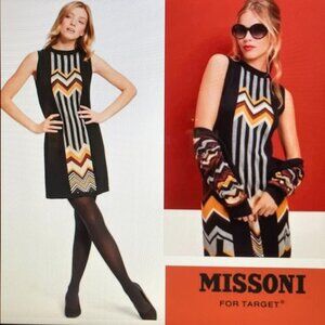 Missoni for Target Black and Gold Chevron Mini Dress Women Size 1X